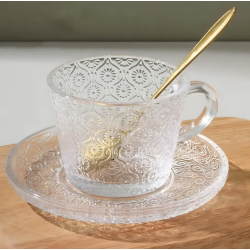 Glass Cups & Plate Set 6 Pcs